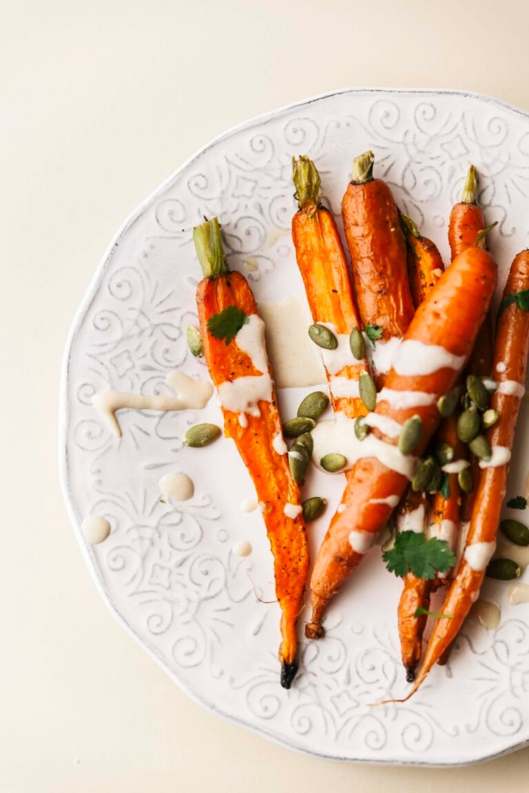 Roasted Carrots with Tahini Sauce & Toasted Pumpkin Seeds