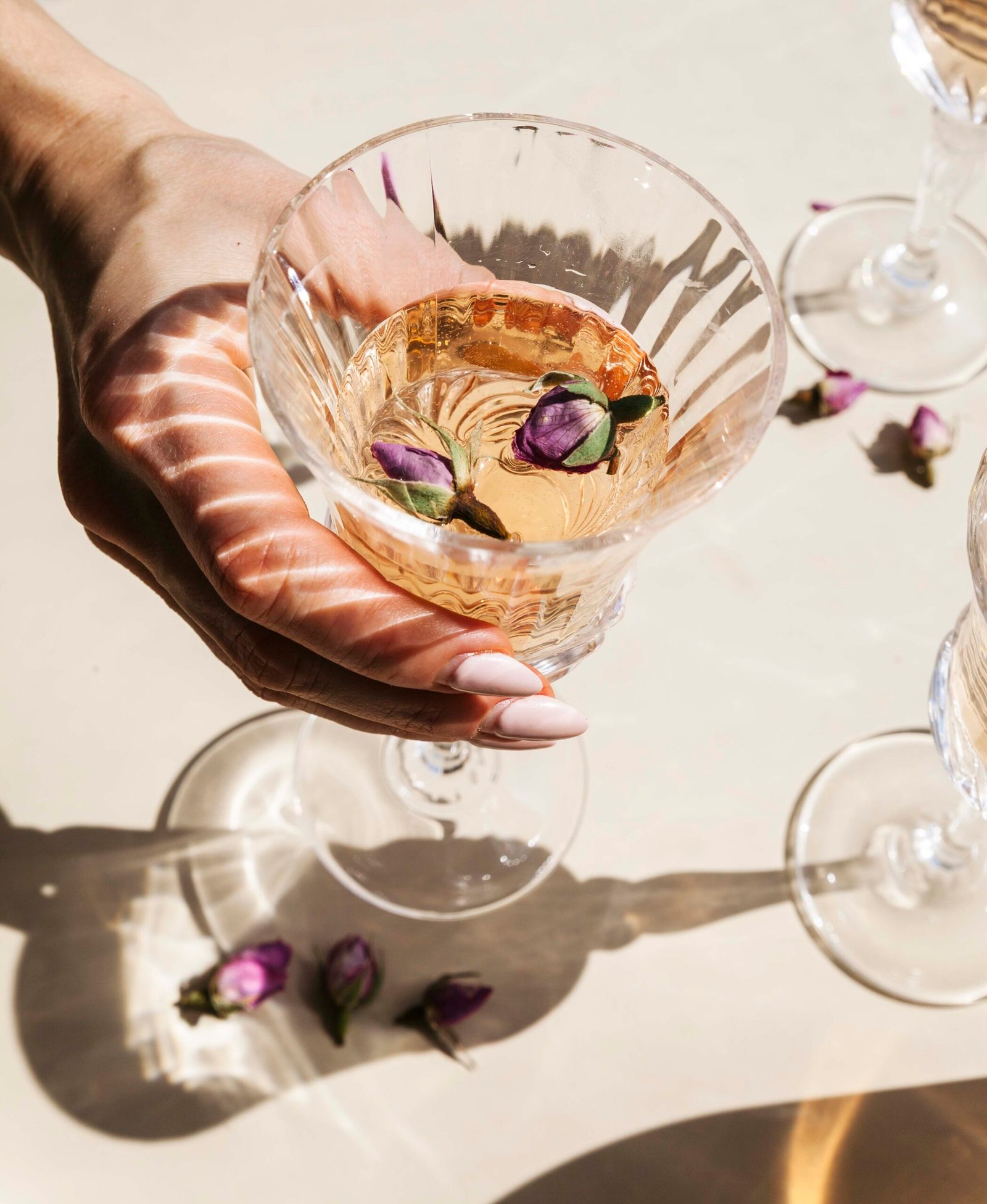 Rosé Wine with Edible Rose Petals