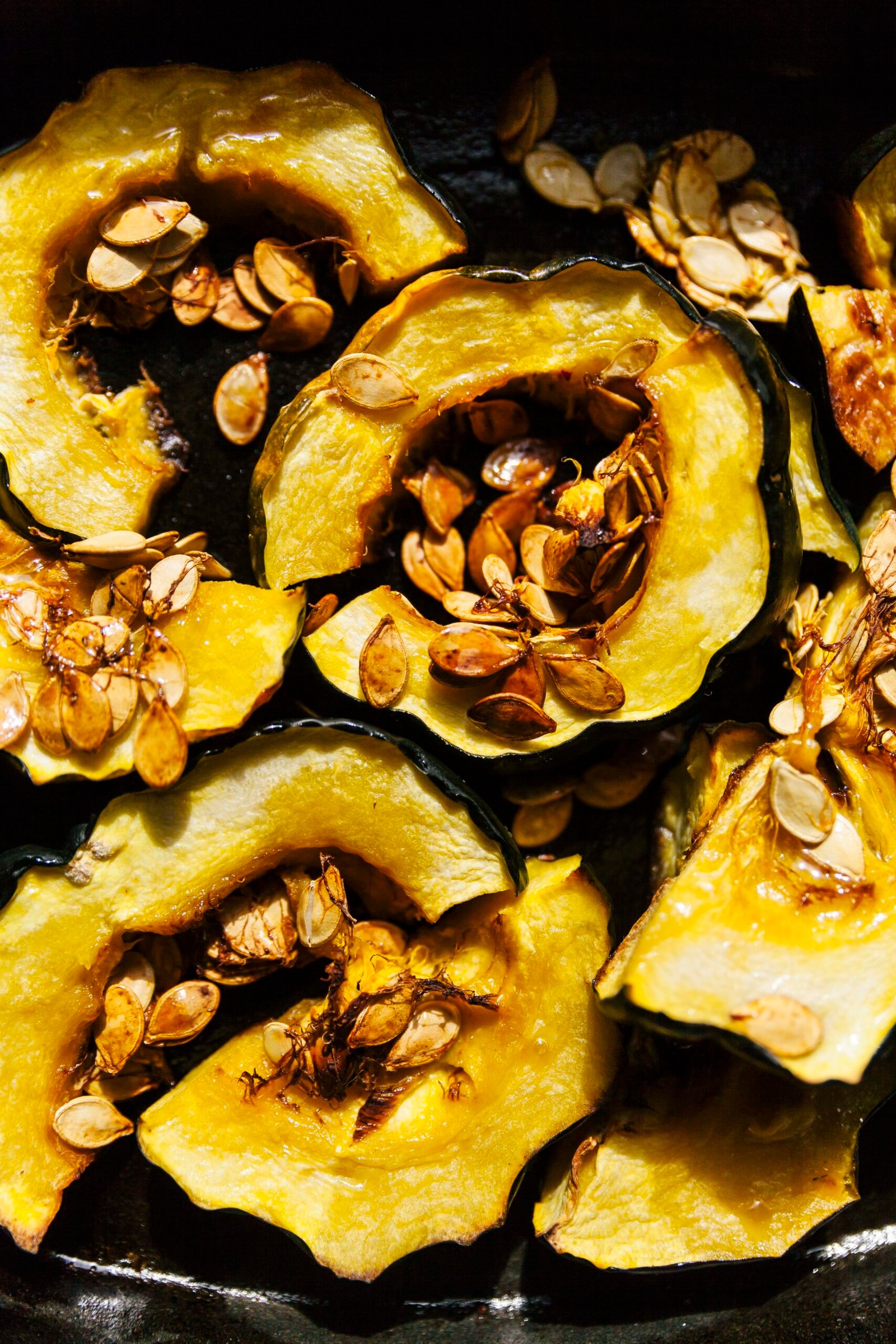Savory Roasted Acorn Squash with Garlic, Herbs & Toasted Seeds