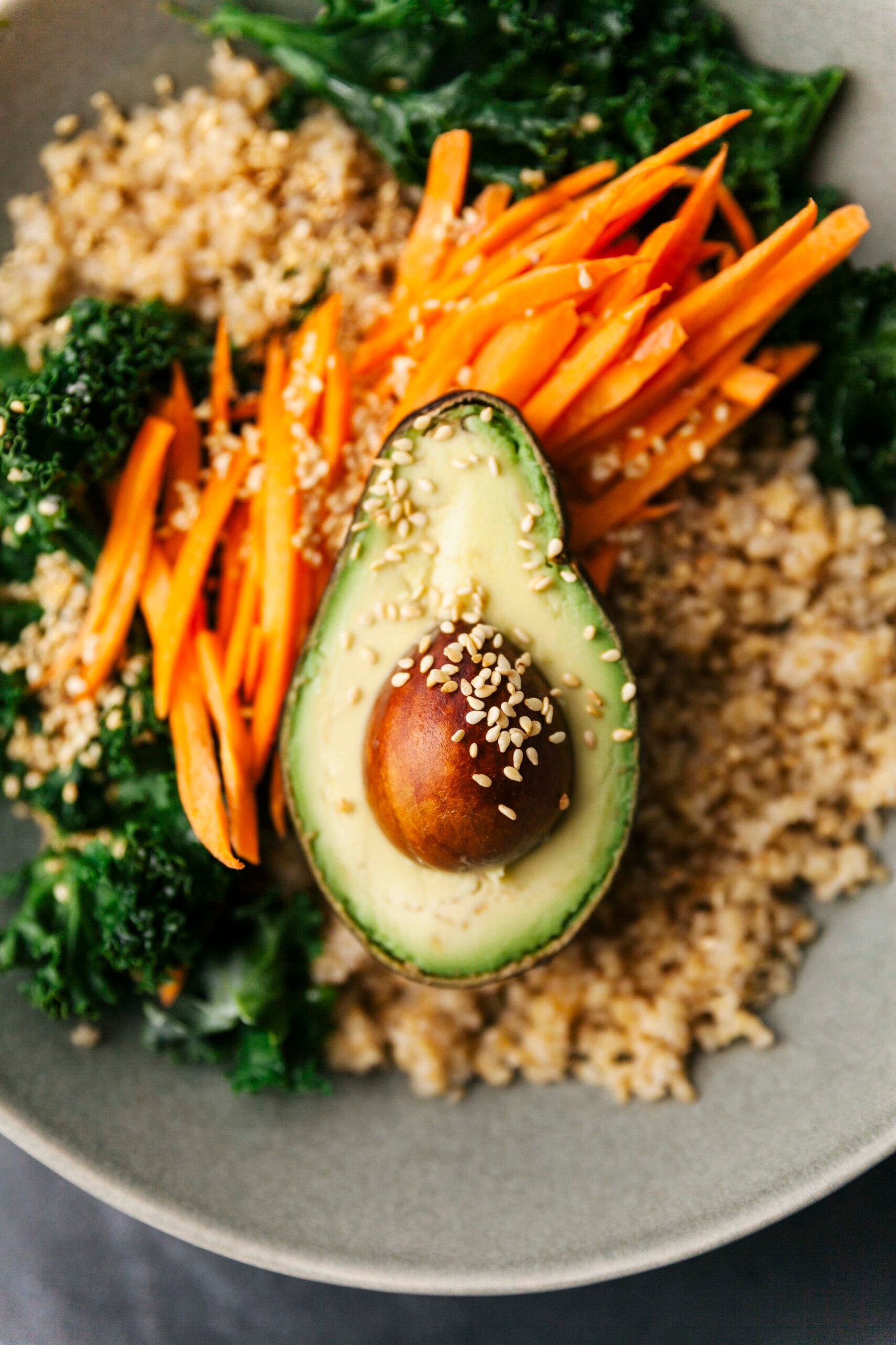 Sesame Kale + Quinoa Bowl with Avocado & Carrot