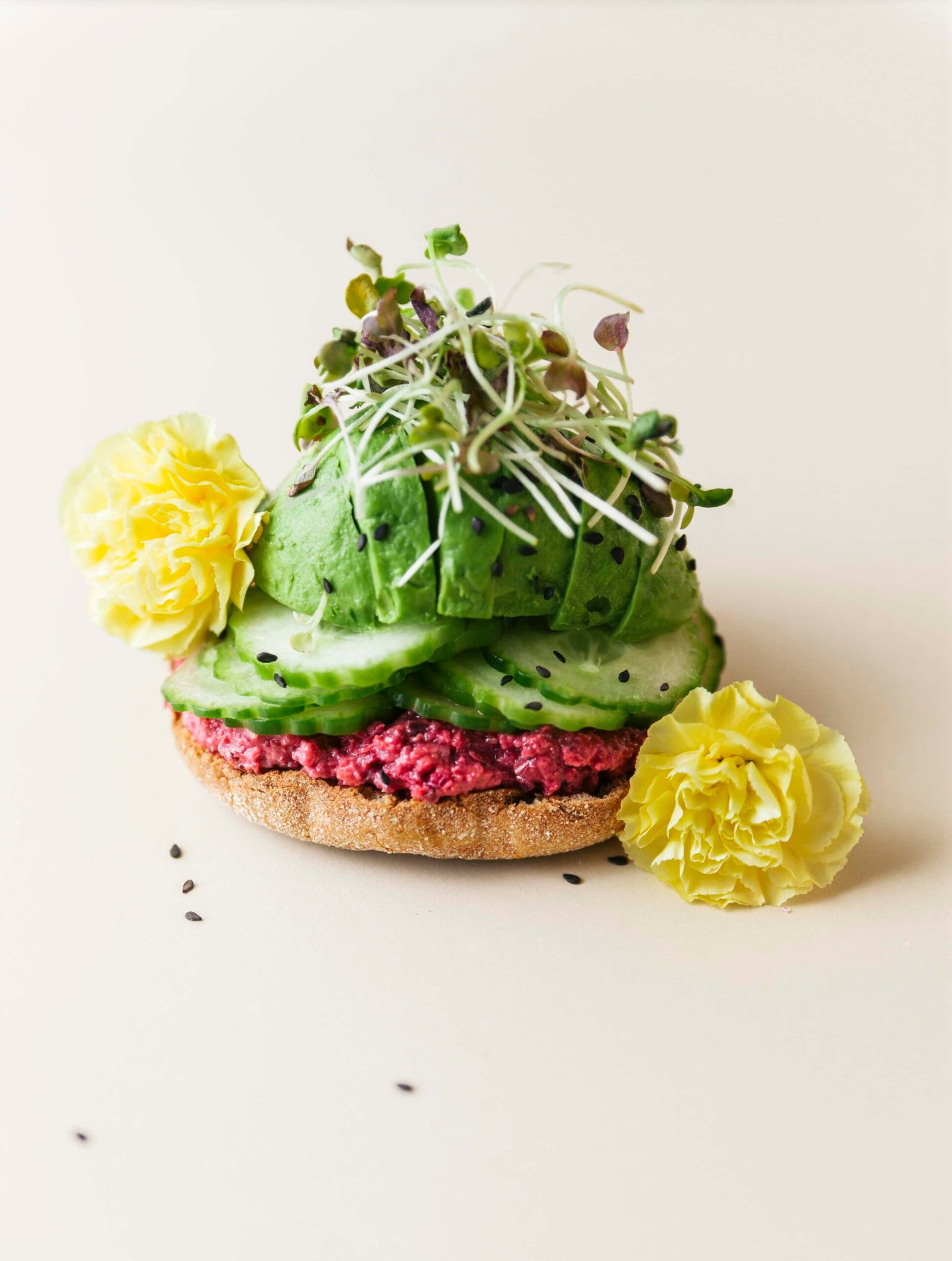 Vibrant Beet Hummus Veggie Sandwich