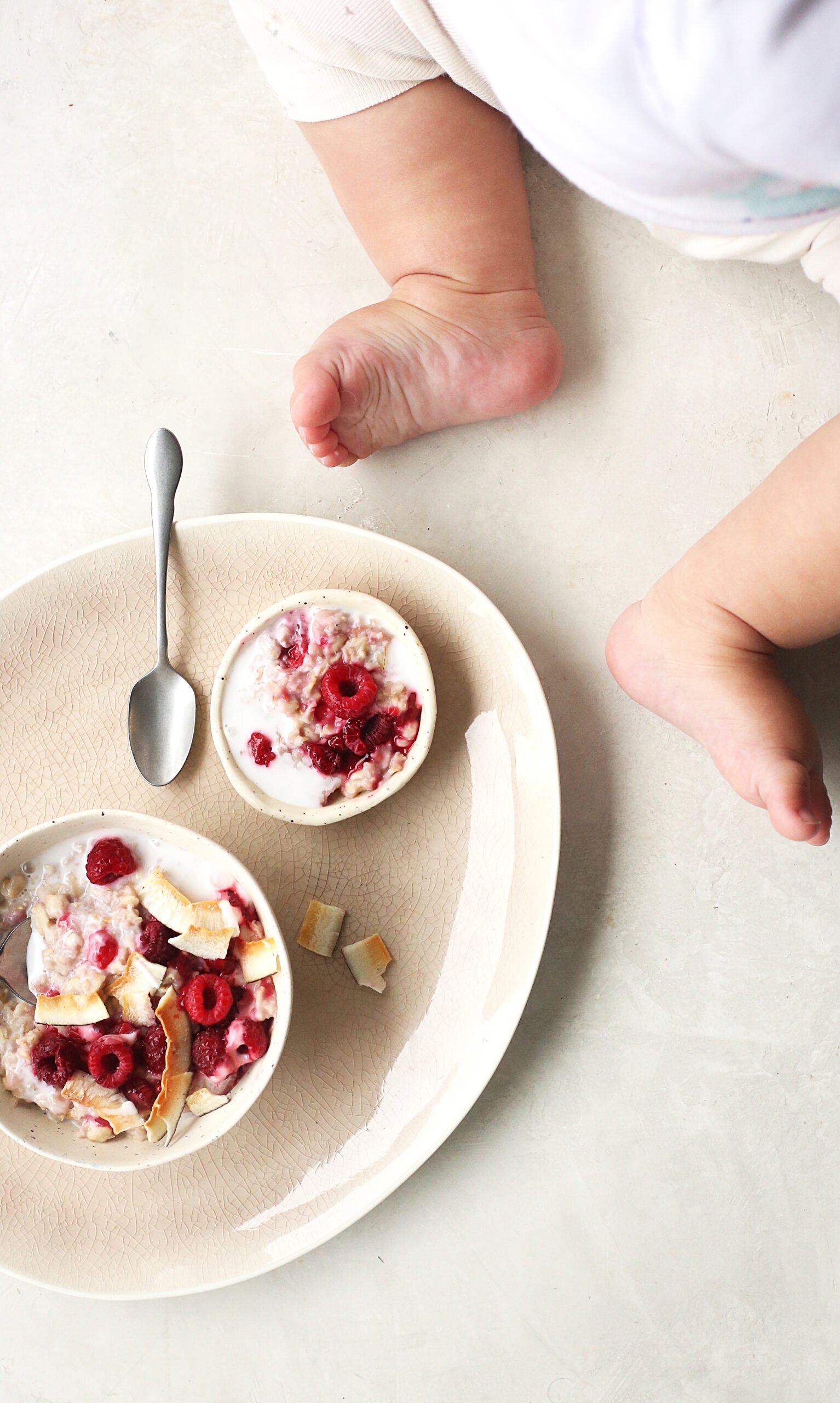 Baby Raspberry Coconut Macaroon Oatmeal Bowl