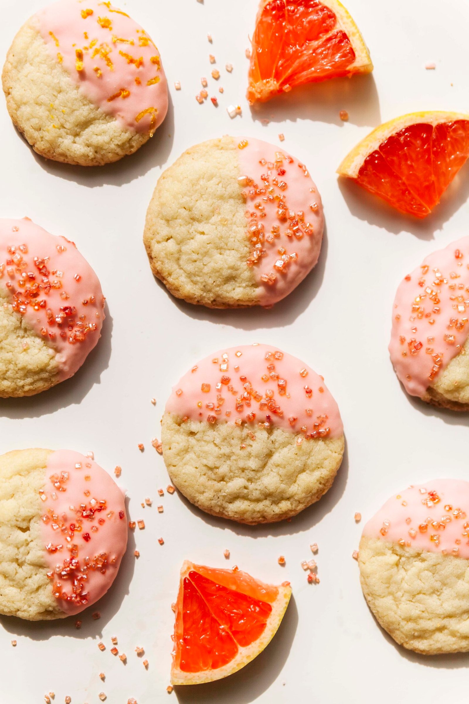 Pink Grapefruit Sugar Cookies with Tangy Glaze & Sparkle